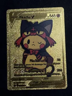 Flying Pikachu V HP 565 — Gold Foil Pokemon Fan Art card - Image 1