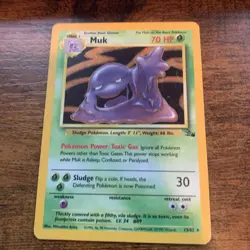 Pokemon Muk TCG Fossil Card 13/62 Holo Unlimited Rare Heavy Play - Image 1