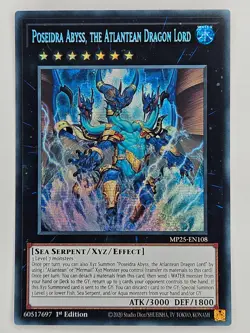 Yu Gi Oh - 3x MP25-EN108 Poseidra Abyss, The Atlantean Dragon Lord - Prismatic - Image 2