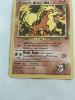 Blaine's Growlithe 62/132 - Gym Challenge - WotC - Pokemon Card - NM Vintage - Image 5