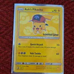 Pokemon Ash's Pikachu SM111 Promo Card 2017 Quick Attack Volt Tackle - Image 1