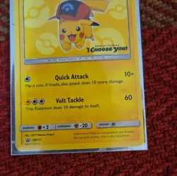 Pokemon Ash's Pikachu SM111 Promo Card 2017 Quick Attack Volt Tackle - Image 2