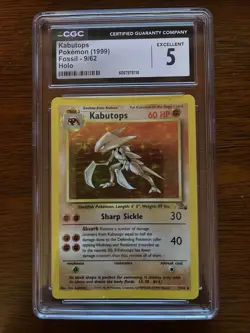 CGC 5 1999 Kabutops 9/62 Fossil Holo Rare Unlimited Edition Pokemon Card - Image 1
