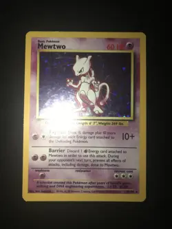 Mewtwo Pokemon Card Holo 10/102 Base Set Unlimited Rare Vintage MP - Image 2