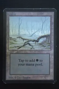 Magic The Gathering MTG SWAMP (A) Alpha Edition HP Heavily Played - Image 1