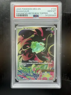 Pokemon Bulbasaur 133 Stamped Enhanced Box Topper Mega Evolution Promo PSA 10 - Image 1