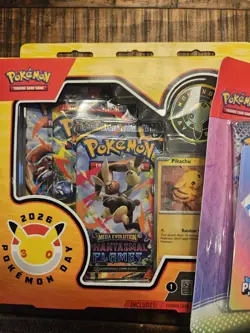 Prismatic Evolutions 3 Pack Blister Tech Sticker Collection and 2026 Pokemon Day - Image 3