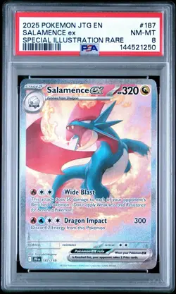 PSA 8 Salamence Ex Special Illustration #187 2025 Pokemon Journey Together SIR - Image 1