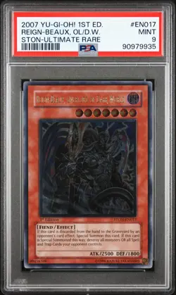 YUGIOH 1ST STON-EN017 REIGN-BEAUX OVERLORD OF DARK WORLD UTR PSA 9 MINT 90979935 - Image 1