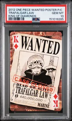 PSA 10 Trafalgar Law Wanted Poster 2012 ONE PIECE Playing Cards Japanese - Image 1