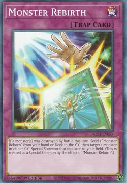 YUGIOH CARD 3 X MONSTER REBORN BACH-EN077 1ST EDITION - Image 1