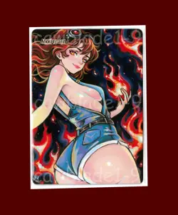 Hand Painted Altered MTG Card, Mountain, Anime Girl, by Cawblade - Image 1