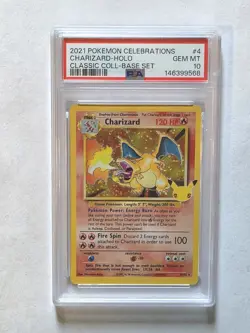 PSA 10 Charizard Celebrations Classic 4/102 Holo Base Set Pokemon Card 2021 - Image 1