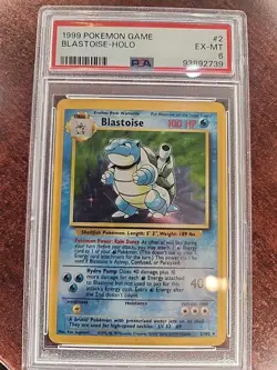 Blastoise Base Set Holo Pokemon Card WOTC EX - Mint PSA 6 - Image 1