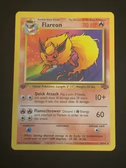 Flareon 19/64 Jungle Non Holo 1st Edition Pokemon Card - LP - Image 1