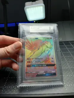 BECKETT MINT 9 Entei GX 74/73 Shining Legends Rainbow Secret Rare Pokemon TCG - Image 1