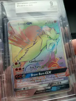 BECKETT MINT 9 Entei GX 74/73 Shining Legends Rainbow Secret Rare Pokemon TCG - Image 3