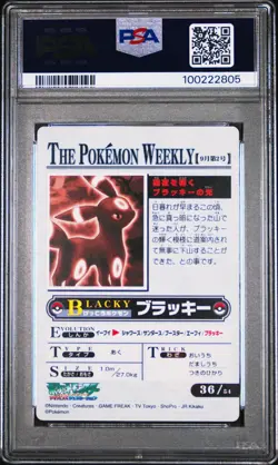 PSA 7 2025 CERT POP 13 UMBREON MOONBREON 2005 THE POKEMON WEEKLY #36 - Image 2