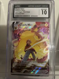 CGC 10 GEM MINT Pikachu VMAX TG17/TG30 Full Art Lost Origin 2022 Pokemon TCG - Image 1
