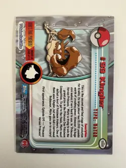 Kingler #99 - Topps Blue Logo - TV Pokemon Card - NON-HOLO - Image 2