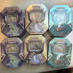 Pokemon TCG tin (6) – 2 Destined Rivals + 1 Journey Together Per Tin – Sealed - Image 1