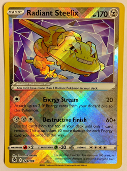 Radiant Steelix Holo Rare 124/196 Lost Origin M/NM Pokemon TCG - Image 1