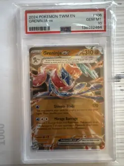 Pokemon Greninja ex Double Rare Holo PSA 10 106/167 Twilight Masquerade 2024 - Image 1