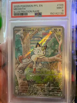 Pokemon Meowth Phantasmal Flames Illustration Rare #106 PSA 9 Mint - Image 1