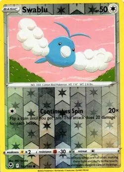 Swablu Pokemon Card 142/195 Swsh12: Sword & Shield - Silver Tempest Reverse Holo - Image 1