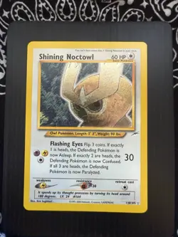 Pokemon TCG Neo Destiny Shining Noctowl Holo Rare Card 110/105 - Image 1