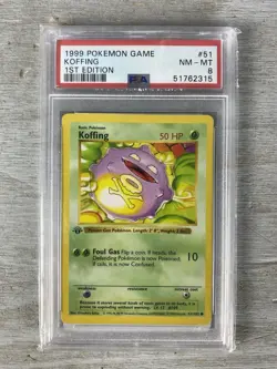 1999 1st Edition Koffing Base Set Shadowless (PSA 8 NM-MT) 51/102 Pokemon Card. - Image 1