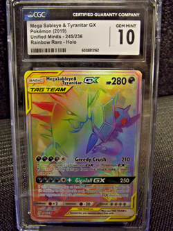 Pokemon Tag Team Mega Sableye Tyranitar GX Unified Minds 245/236 Rainbow CGC 10 - Image 1
