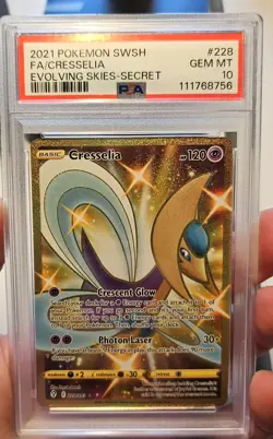 2021 POKEMON SWORD & SHIELD EVOLVING SKIES SECRET #228 FULL ART/CRESSELIA PSA 10 - Image 1