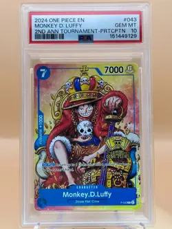 2024 One Piece EN Monkey D. Luffy 2nd Anniversary Tournament Promo P-043 PSA 10 - Image 1