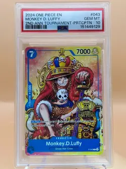 2024 One Piece EN Monkey D. Luffy 2nd Anniversary Tournament Promo P-043 PSA 10 - Image 2