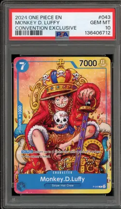 One Piece CCG Monkey.D.Luffy Convention Exclusive P-043 PSA 10 Gem Mint - Image 1