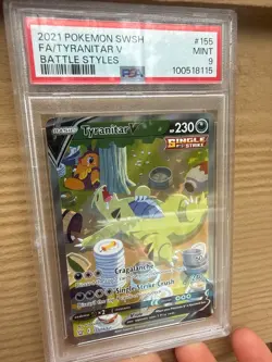 PSA 9 Tyranitar V (Alternate Art) 155/163 Battle Styles Ultra Rare Pokemon Card - Image 1
