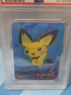 2004 Pokemon Advanced Pichu Pikachu Raichu Action Cards Lenticular PSA 8 - Image 2