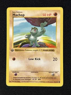 Pokemon Machop 52/102 (1st Edition) Shadowless *Near Mint* Never Played Card - Image 1