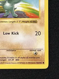 Pokemon Machop 52/102 (1st Edition) Shadowless *Near Mint* Never Played Card - Image 5