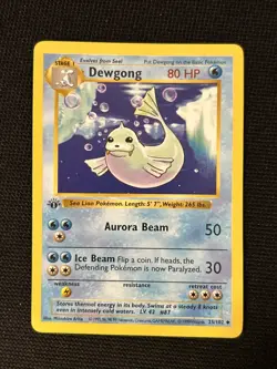 Pokemon Dewgong 25/102 (1st Edition) Shadowless *Near Mint* Never Played Card - Image 1