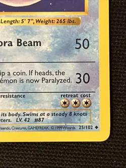 Pokemon Dewgong 25/102 (1st Edition) Shadowless *Near Mint* Never Played Card - Image 5