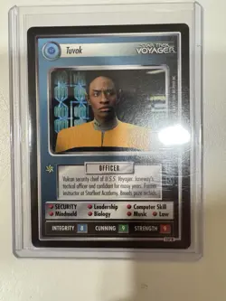 Star Trek CCG 1E Voyager TUVOK Rare Card NEVER PLAYED - Image 1