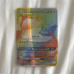Pokemon Eevee & Snorlax GX Ultra Rare TAG TEAM Holo Card Sm-Team Up 191/181 - Image 1