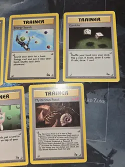 Fossil Trainer 5-Card Lot Mr. Fuji, Energy Search, Recycle, Gambler Pokemon - Image 3