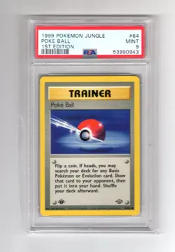 POKEMON CARD 1999 PSA 9 MINT JUNGLE SET 1ST EDITION #64 Poke Ball - Image 1