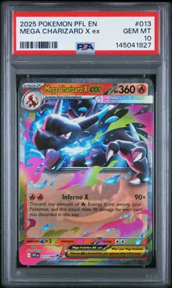 2025 POKEMON PFL EN-PHANTASMAL FLAMES #013 MEGA CHARIZARD X EX PSA 10 (FREE S&H) - Image 1
