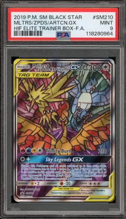 Pokemon Moltres & Zapdos & Articuno GX Hidden Fates ETB FA Promo SM210 PSA 9 - Image 1
