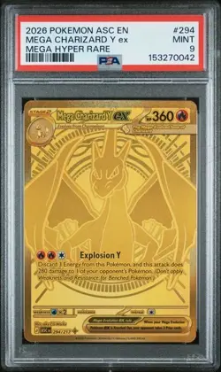 MEGA CHARIZARD Y EX 294/217 POKEMON ASCENDED HEROES MEGA HYPER RARE PSA 9 🔥 - Image 1