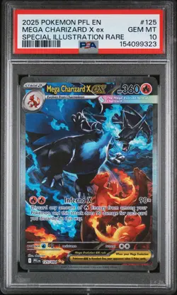 2025 POKEMON PFL EN-PHANTASMAL FLAMES #125 MEGA CHARIZARD X EX PSA 10 - Image 1